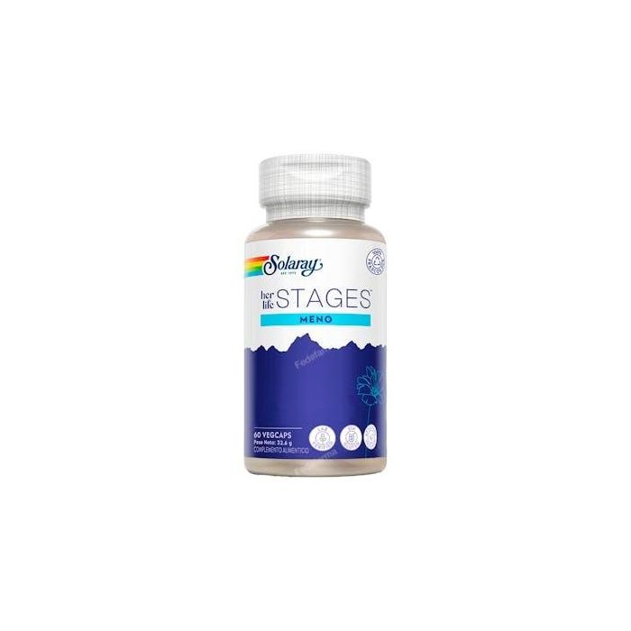 SOLARAY Meno Stages 60Vcap. Apoyo integral menopausia con cimicífuga, azafrán y cromo para sofocos, humor y peso