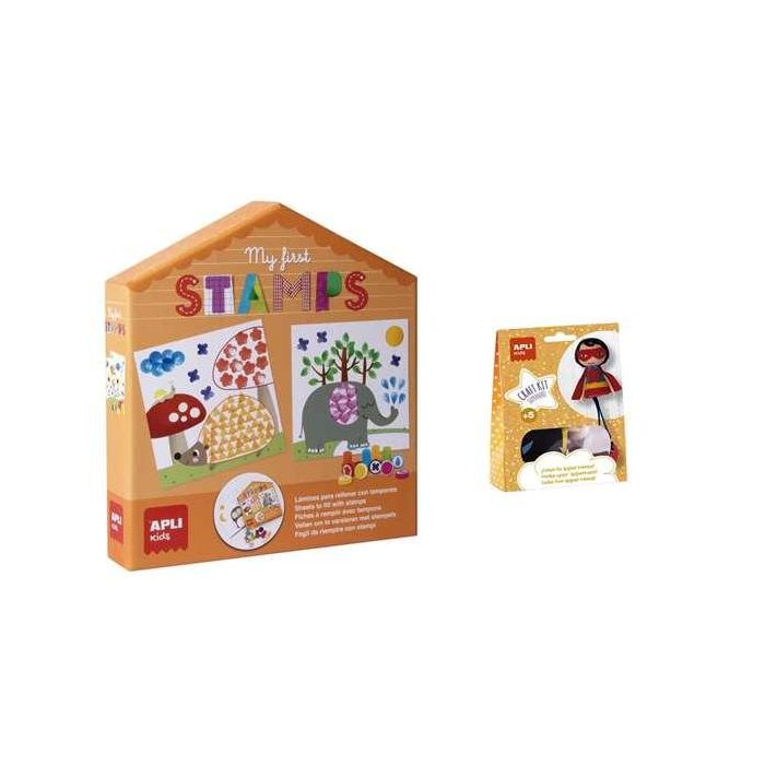 Apli Mi primer juego de sellos con 6 láminas y 10 sellos de diferentes formas y colores 3