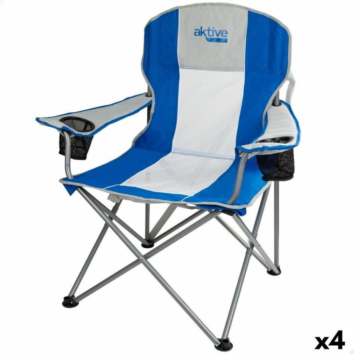 Silla Plegable para Camping Aktive Azul Gris 57 x 97 x 60 cm (4 Unidades)