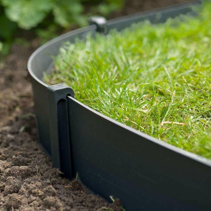 Naturaleza Bolsa de 10 Anclajes de Polipropileno para Bordes de Jardín H 26.7 x 1.9 x 1.8 cm Negro
