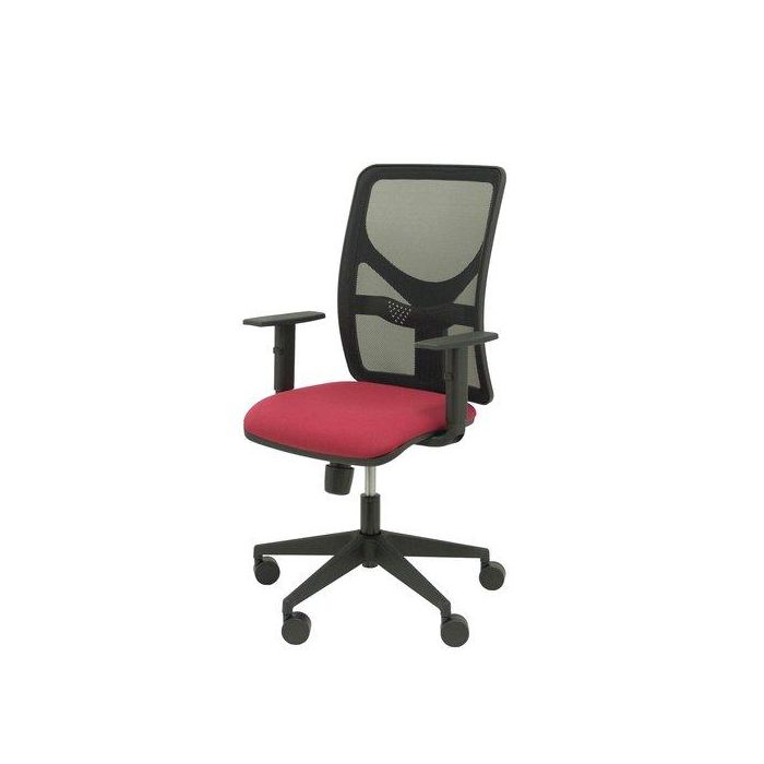 Silla Piqueras Y Crespo Motilla Brazos Regulables Mecanismo Sincro Con Regulador De Tension Respaldo De Malla Negra Y Asiento Tapizado Bali Granate