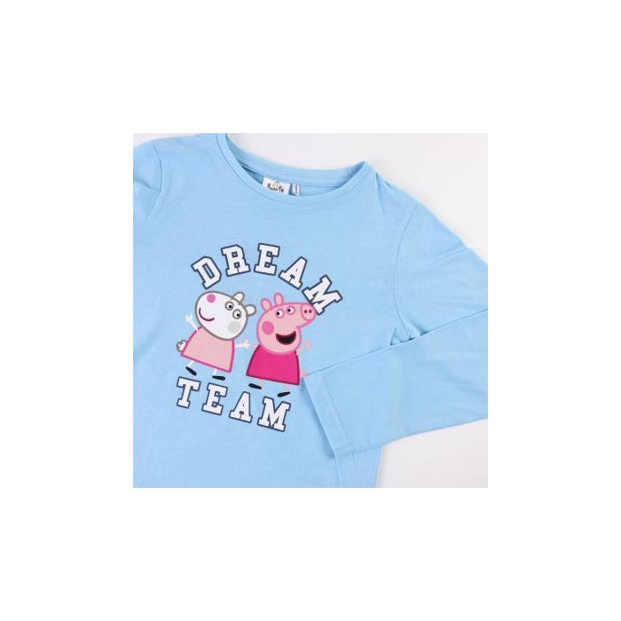 Pijama Largo Single Jersey Peppa Pig Azul Claro 3 Años 2
