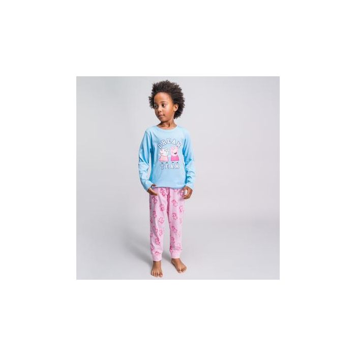 Pijama Largo Single Jersey Peppa Pig Azul Claro 3