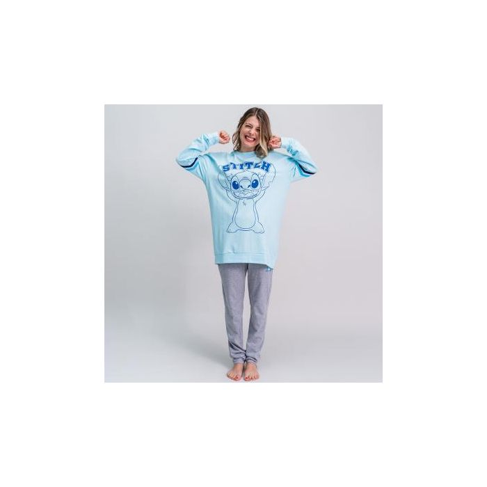 Pijama Largo Single Jersey Stitch Azul Claro M 3