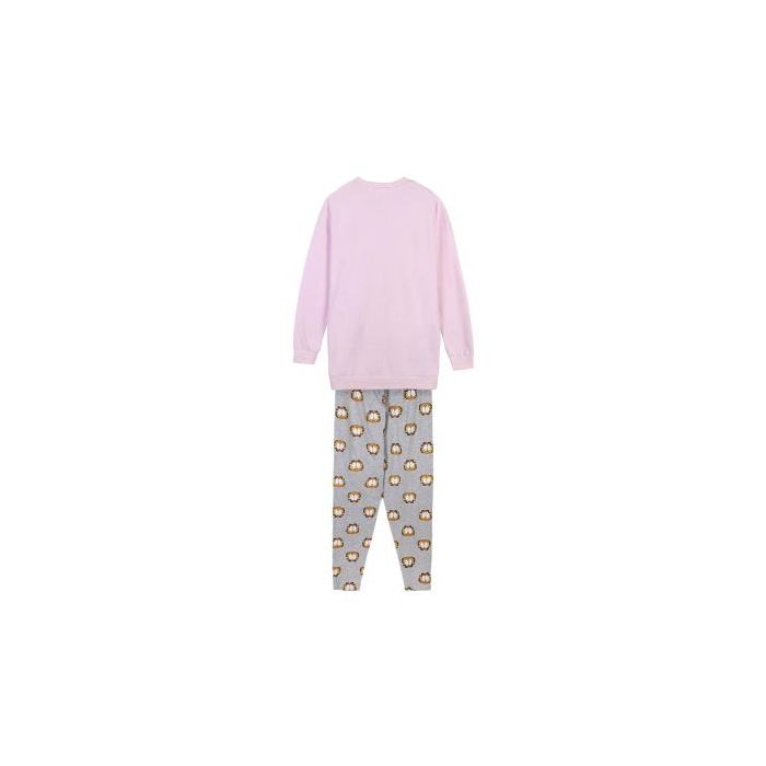 Pijama Largo Cotton Brushed Garfield Rosa Claro 1