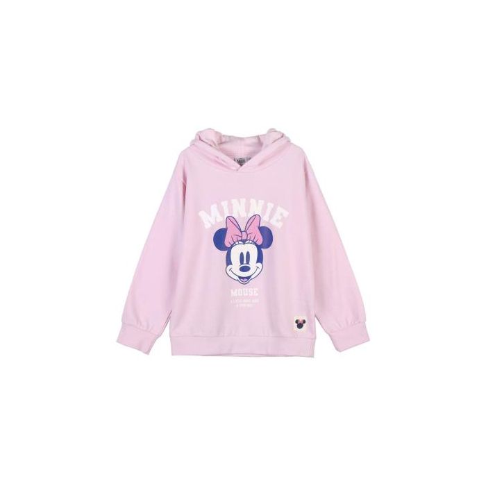 Sudadera Con Capucha Cotton Brushed Minnie Rosa