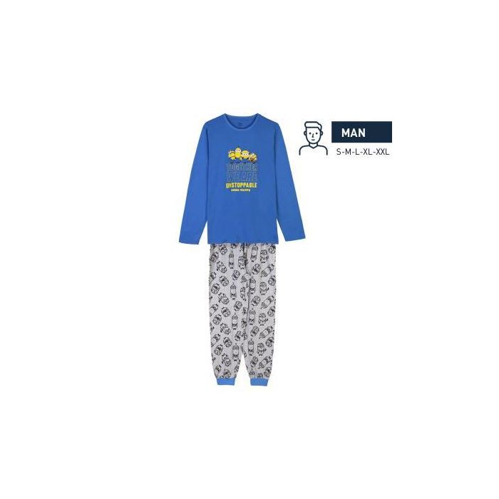 Pijama Largo Single Jersey Minions Azul