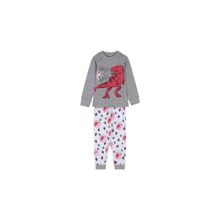 Pijama Largo Single Jersey Jurassic Park Gris 0