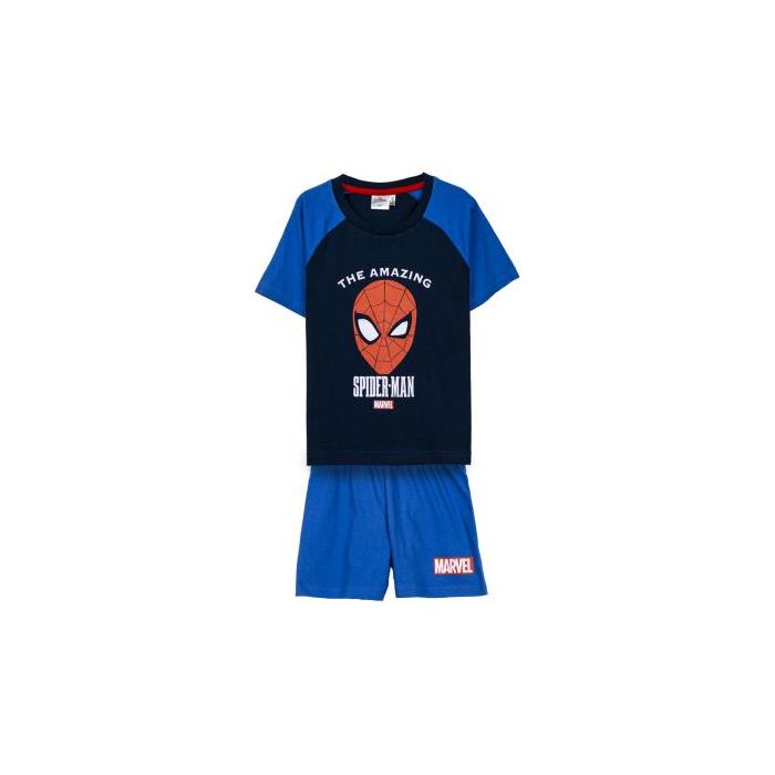 Pijama Corto Single Jersey Spiderman Azul 0