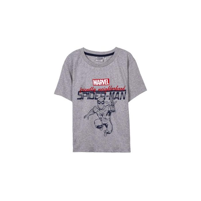 Camiseta Corta Single Jersey Spiderman Gris