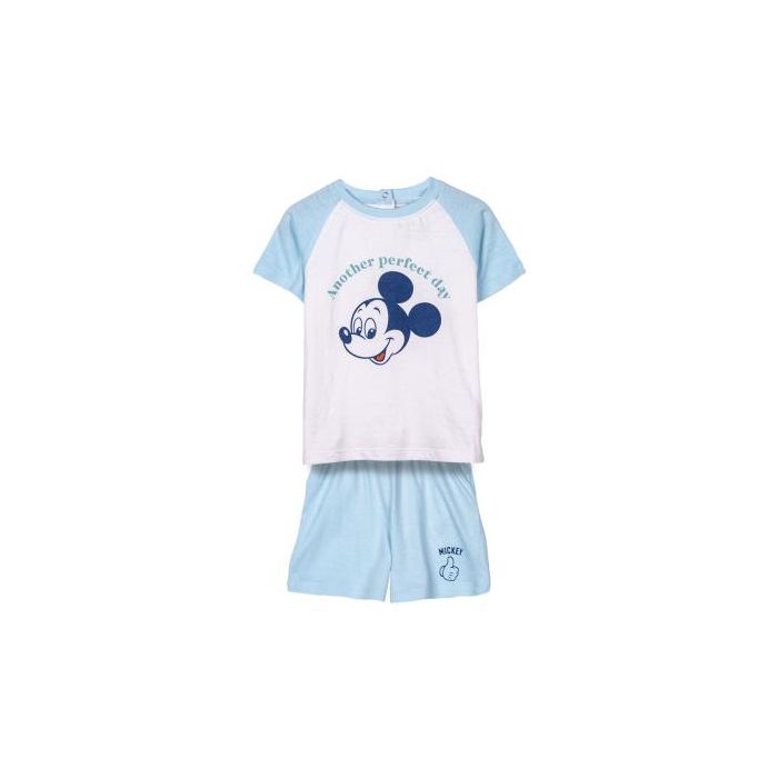 Pijama Corto Single Jersey Mickey Azul Claro