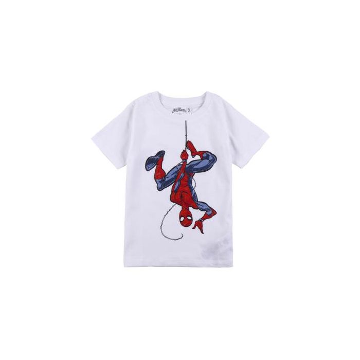 Camiseta Corta Single Jersey Spiderman Blanco