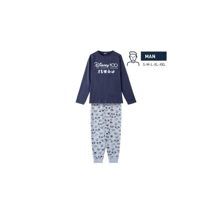Pijama Largo Single Jersey Disney 100 Azul Oscuro 0