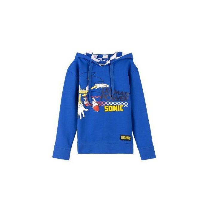 Sudadera Con Capucha Cotton Brushed Felpa Sonic Azul