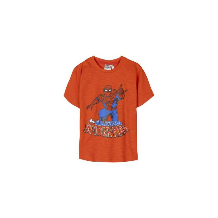 Camiseta Corta Single Jersey Spiderman Naranja