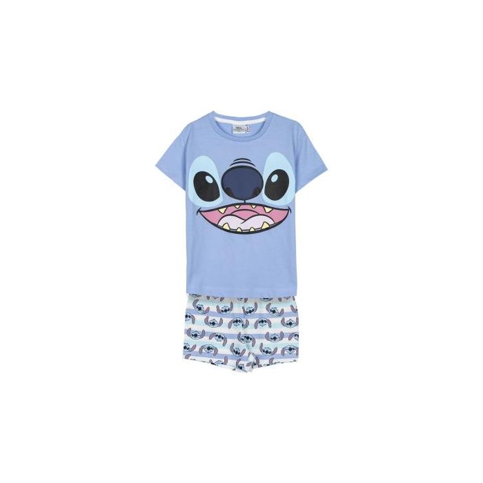 Pijama Corto Single Jersey Stitch Azul