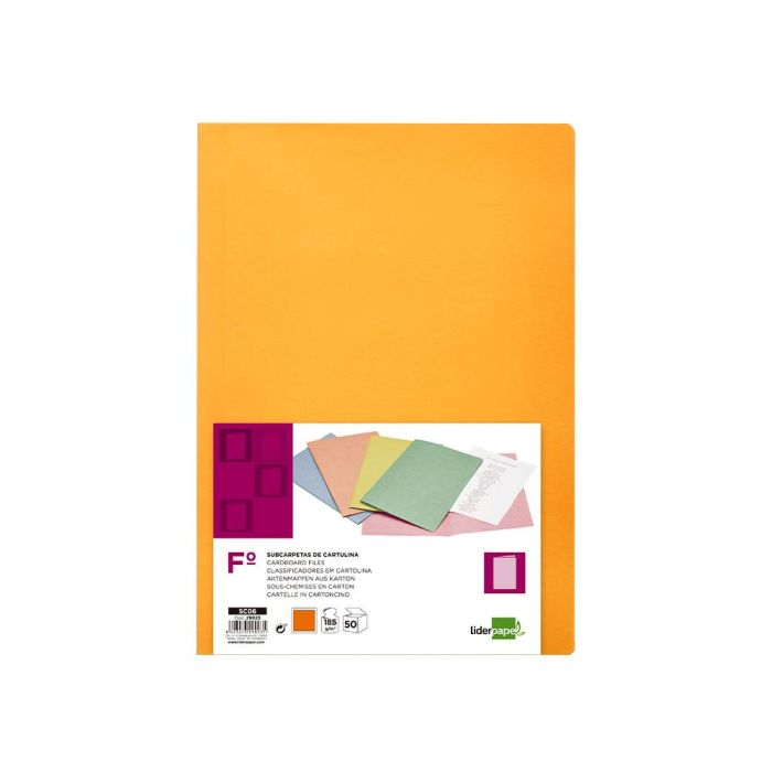 Subcarpeta Liderpapel Folio Naranja Intenso 180 gr-M2 50 unidades 10