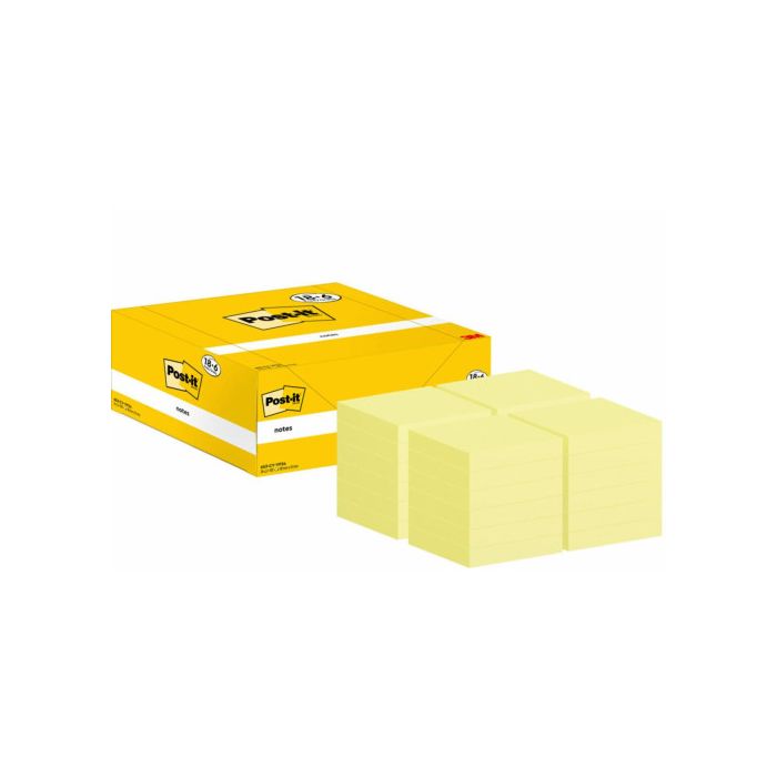 Pack 18+6 Blocs 100 Hojas Notas Adhesivas 38X51Mm Canary Yellow Caja Cartón 653-Cy-Vp24 Post-It 7100317764 1