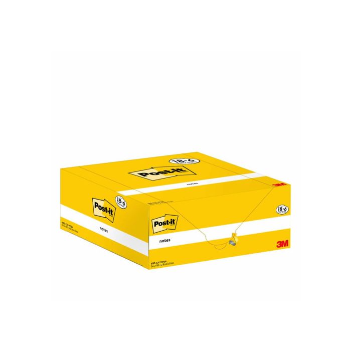 Pack 18+6 Blocs 100 Hojas Notas Adhesivas 38X51Mm Canary Yellow Caja Cartón 653-Cy-Vp24 Post-It 7100317764 2