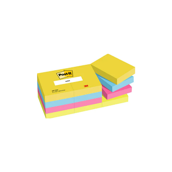 Pack 12 Blocs 100 Hojas Notas Adhesivas 38X51Mm Colección Energetic En Caja Cartón 653 Tfen Post-It 7100290179