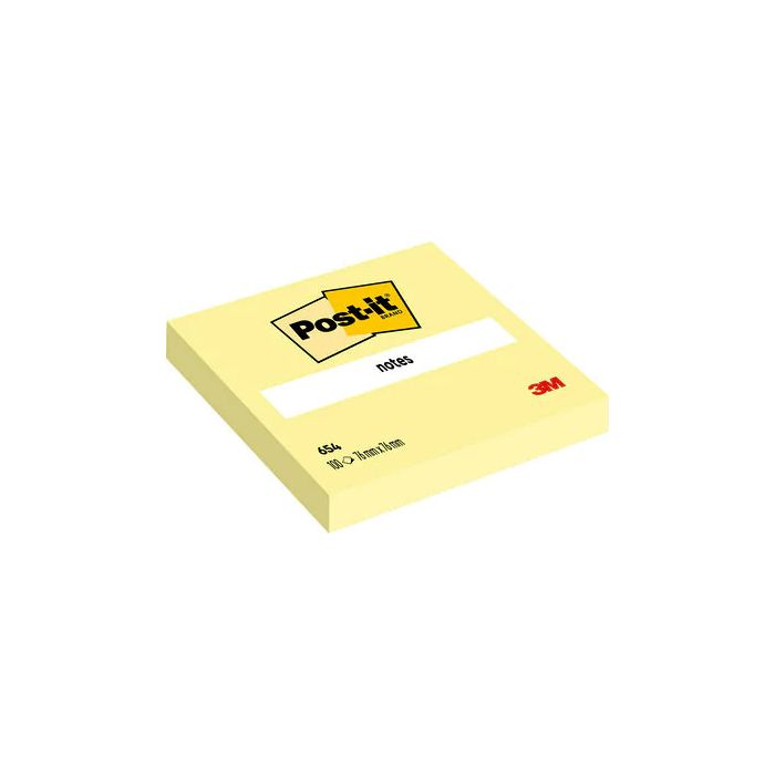 Pack 12 Blocs 100 Hojas Notas Adhesivas 76X76Mm Canary Yellow sin Encelofanado Individual 654 Post-It 7100290160