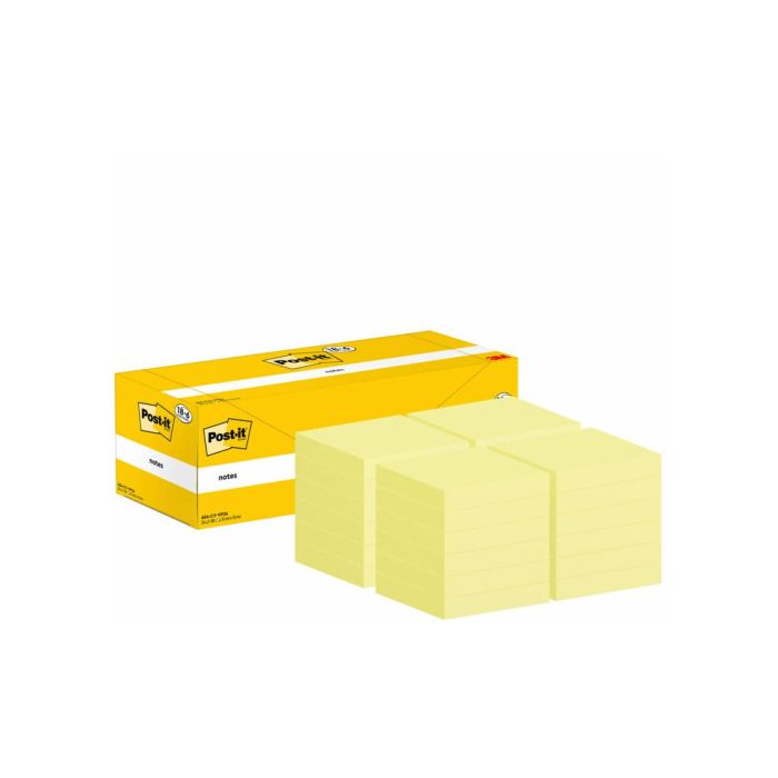 Pack 18+6 Blocs 100 Hojas Notas Adhesivas 76X76Mm Canary Yellow Caja Cartón 654-Cy-Vp24 Post-It 7100319213 2