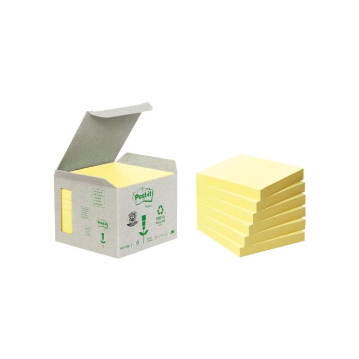 Post-it notas adhesivas recicladas canary yellow 76x76 6 blocs