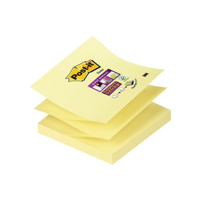 Pack 12 Blocs 90 Hojas Z-Notes Adhesivas 76X76Mm Super Sticky Canary Yellow Caja Cartón R330-12Ss-Cy Post-It 7100290161