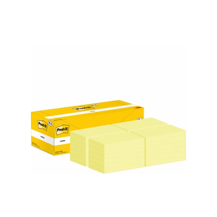 Pack 18+6 Blocs 100 Hojas Notas Adhesivas 76X127Mm Canary Yellow Caja Cartón 655-Cy-Vp24 Post-It 7100317836 2