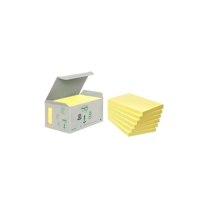 Pack 6 Blocs 100 Hojas Notas Recicladas Adhesivas 76X127Mm Canary Yellow Caja Cartón 655-1B Post-It 7100172257