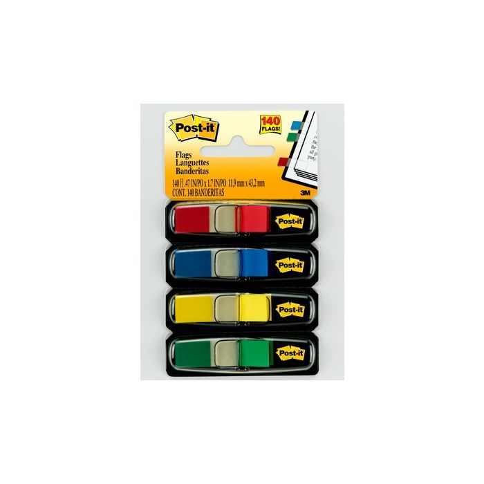Post-It Index rojo, azul,amarillo, verde - 4 dispensadores std 4x35