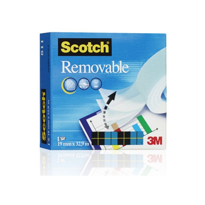 Scotch Magic cinta invisible removible rollo 19mm x 33m -pack 12 rollos-