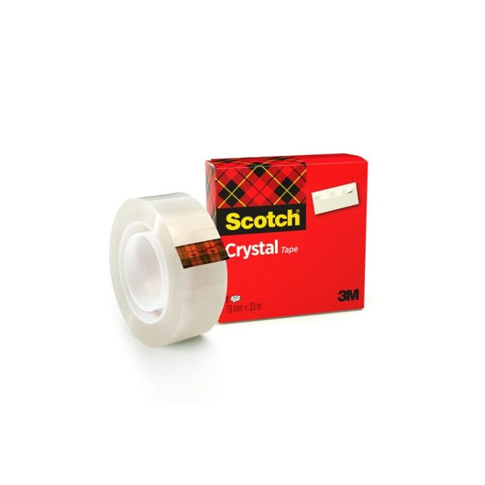 Scotch Cinta adhesiva 600 supertransparente crystal 19mm x 33m caja individual 1