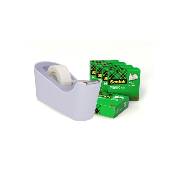 Pack Dispensador C18 Color Lavanda + 6 Rollos Cinta Invisible 19Mm X 33M Magic C18-L6 Scoth 7100180402 1