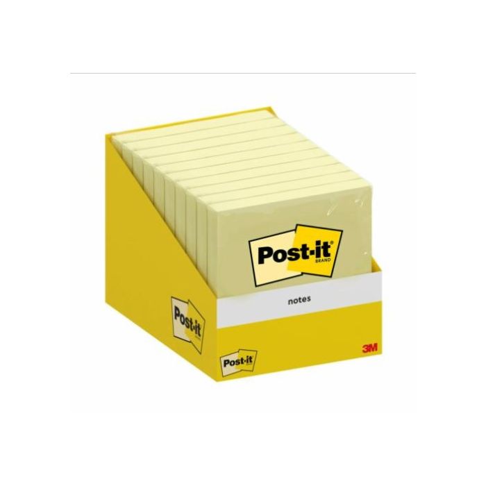 Bloc 100 Hojas Notas Adhesivas 76X76Mm Canary Yellow Encelofanado Caja Dispensadora 6820-Cy-W10 Post-It 7100317841