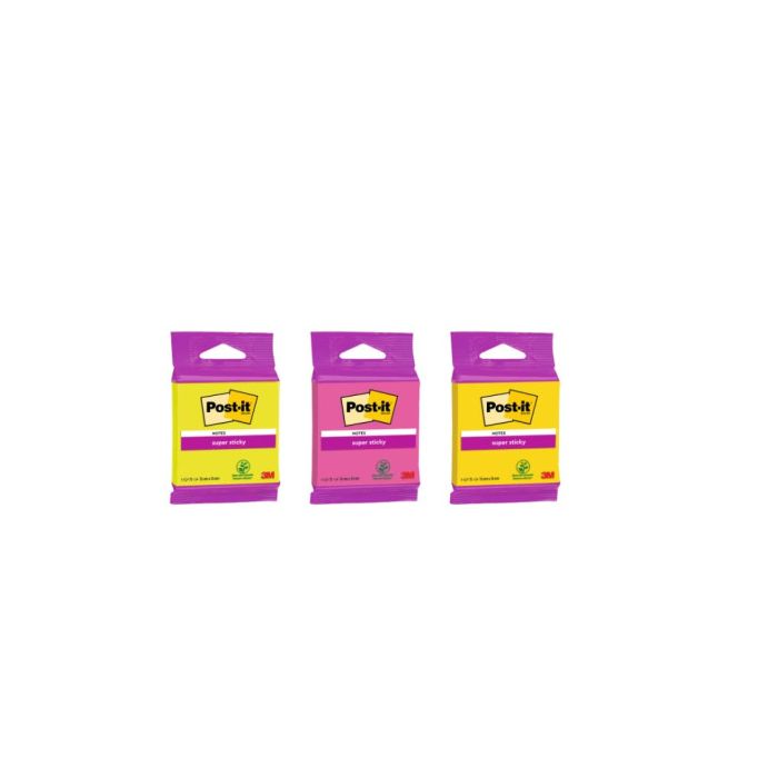 Blister Bloc 90 Hojas Notas Adhesivas 76X76Mm Super Sticky Colores Surtidos 6820-Ss3N Post-It 7100172224