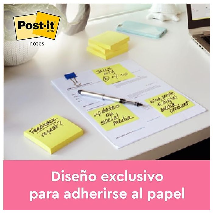 Pack 12 Blocs 100 Hojas Z-Notes 76X127Mm Canary Yellow Caja Cartón R350 Cy Post-It 7100290186 2