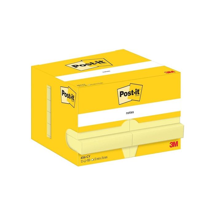 Pack 12 Blocs 100 Hojas Notas Adhesivas 51X76Mm Canary Yellow Caja Cartón 656 Post-It 7100290170