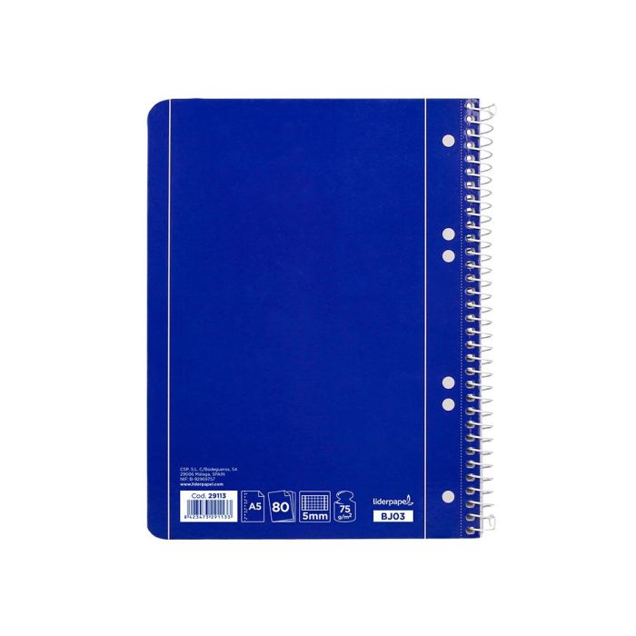 Cuaderno Espiral Liderpapel A5 Micro Serie Azul Tapa Blanda 80H 75 gr Cuadro5 mm 6 Taladros Azul 5 unidades 2