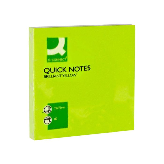 Bloc De Notas Adhesivas Quita Y Pon Q-Connect 76x76 mm Verde Neon 80 Hojas 6 unidades 3