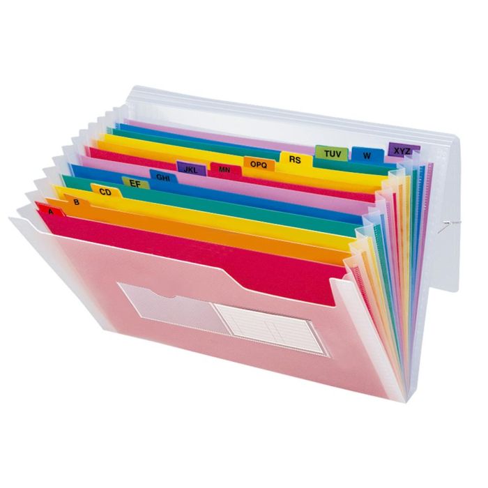 Carpeta Liderpapel Clasificador Fuelle 42159 Polipropileno A4 Tte 2 Huecos Tarjetas Spectrafile 13 Dpto 2