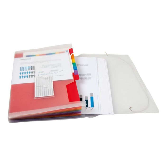 Carpeta Liderpapel Clasificador Fuelle 42159 Polipropileno A4 Tte 2 Huecos Tarjetas Spectrafile 13 Dpto 3