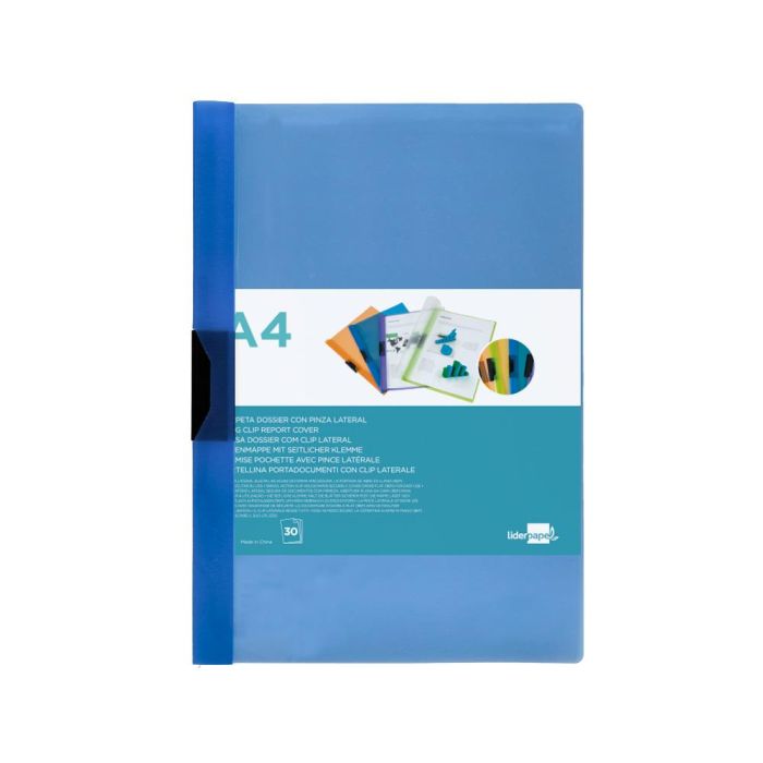 Carpeta Liderpapel Dossier Pinza Lateral 45302 Polipropileno Din A4 Azul 30 Hojas Pinza Deslizante 1