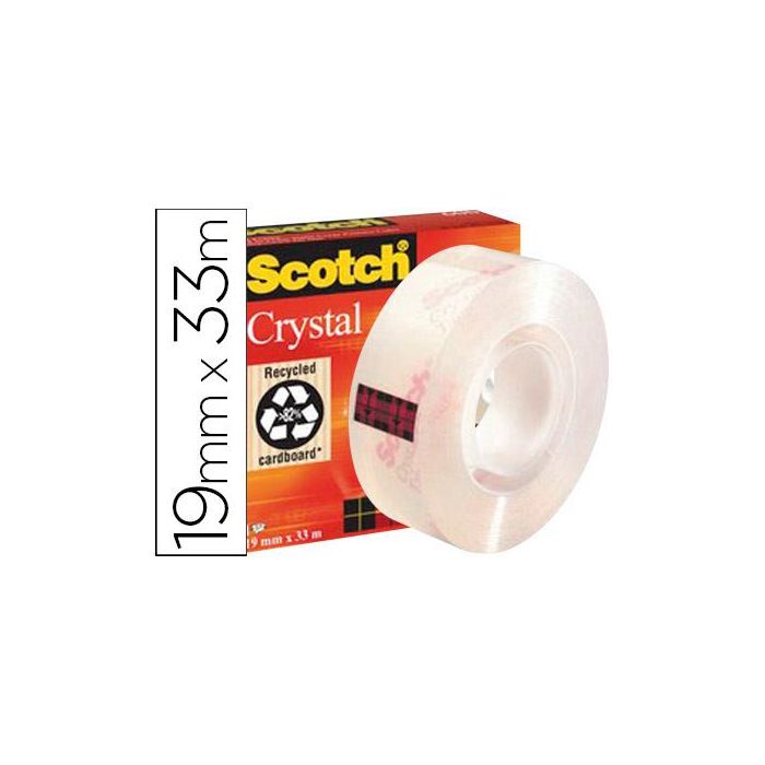 Scotch Cinta Adhesiva Supertransparente Crystal 600 Rollo 19 mm X 33M Caja Individual