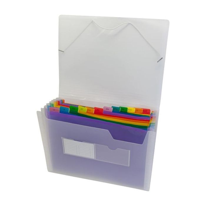 Grafoplás Clasificador fuelle polipropileno 13 separadores multicolor folio cubierta transparente