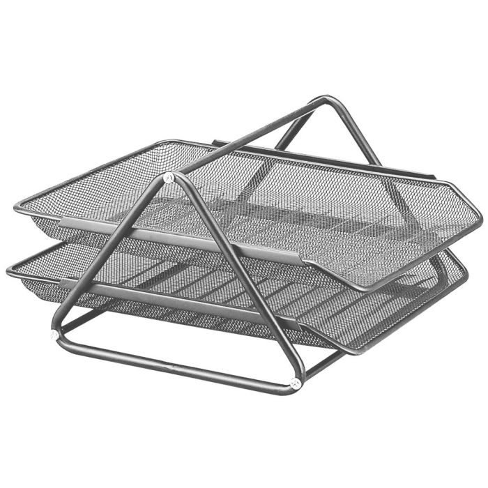 Bandeja Sobremesa Metalica Q-Connect Rejilla Gxa100 Plata2 Bandejas Movibles 300x185X 350 mm 1