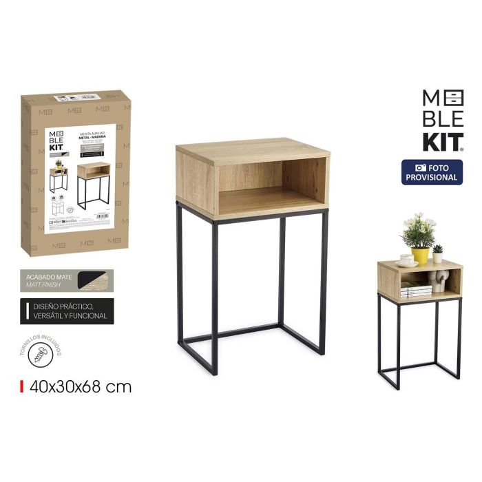 Mesita Auxiliar Met-Madera 40X30X68 Moblekit (3 Unidades) 0 Mesita Auxiliar Met-Madera 40X30X68 Moblekit (3 Unidades) 0