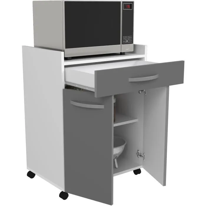 Ekipa 803348 Carro OSLO 60 cm, 1 cajón y 1 puerta, Gris Brillo, L 60 x P 44 x H 81 cm Ekipa 803348 Carro OSLO 60 cm, 1 cajón y 1 puerta, Gris Brillo, L 60 x P 44 x H 81 cm