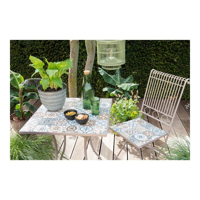 Silla plegable bistro exterior metal mosaico marrón 45 x 38 x 90 cm