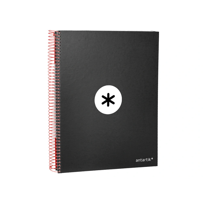 Antartik Cuaderno Espiral A4 Tapa Forrada 120 Hojas 90gr Micro Horizontal Negro 5 Bandas 4 Taladros 4